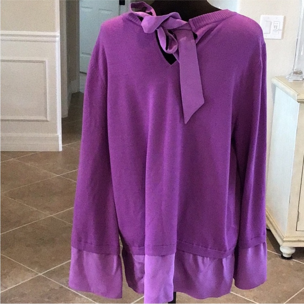 St. John Purple Layered Knit Top - Picture 2 of 9
